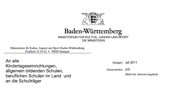 Rundschreiben des Kultusministeriums