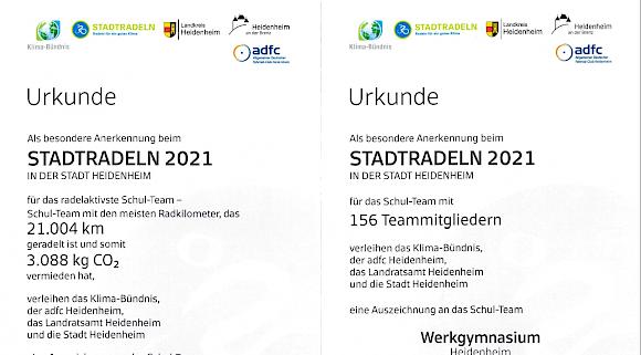 Drei erste Plätze beim Stadtradeln 2021! Drei erste Plätze beim Stadtradeln 2021!